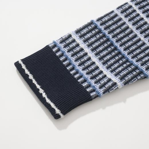 中性款条纹针织毛衣棒球领夹克外套la022 商品图2