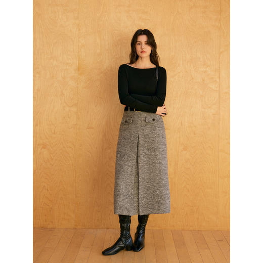 HeyDress亮片直筒对褶半裙 商品图1