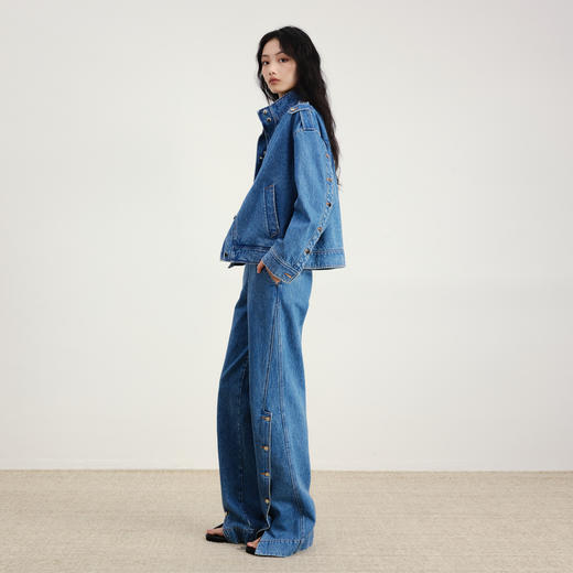 lost in echo2026早春新款时髦工装风直身宽松落肩显瘦牛仔外套女 商品图4