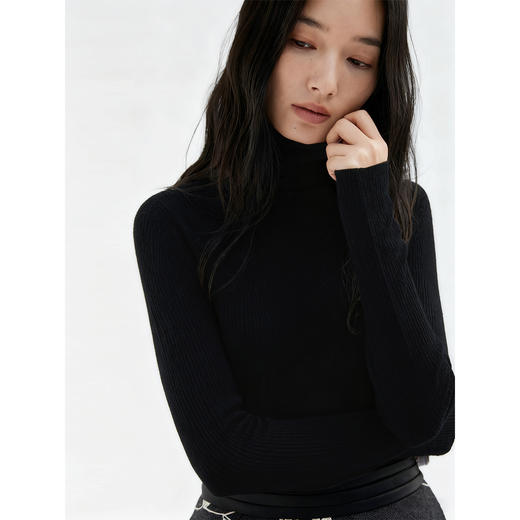 HeyDress提花羊毛羊绒混纺高领毛衣 商品图4