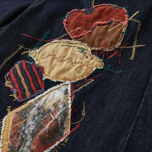 谜底香蕉裤长裤2026年春季新品显腿长贴布绣花牛仔裤女261MJ0018 商品图3