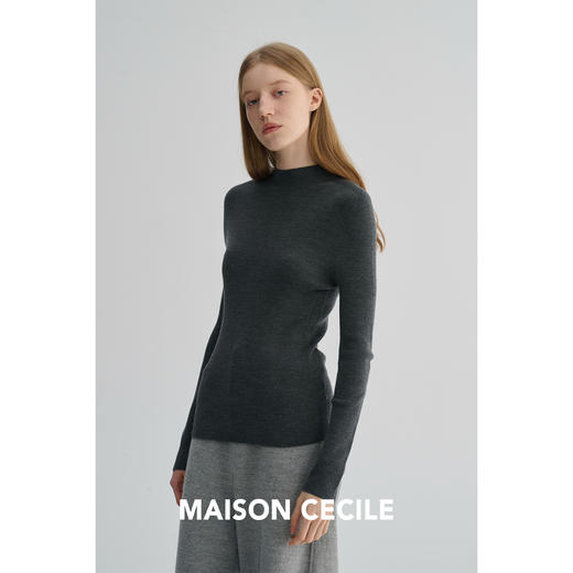 MAISON CECILE 三色|精纺羊毛修身显瘦优雅半高领温暖针织打底衫 商品图4