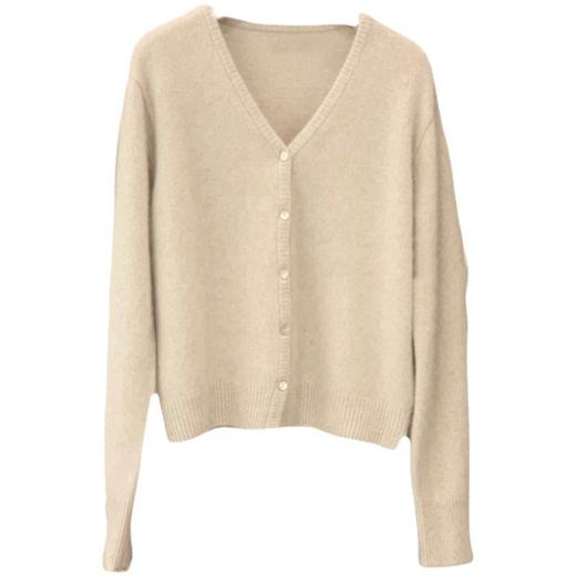 丁摩 春秋新款100%纯羊毛v领针织开衫女韩版长袖外套宽松显瘦毛衣5ZF-21080 商品图4