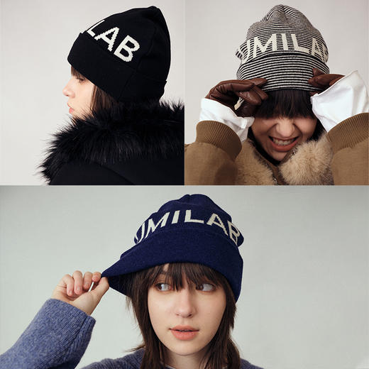 UMILAB｜暖伴*造型神器 100%羊毛保暖抗寒经典三色针织冷帽K675W 商品图0