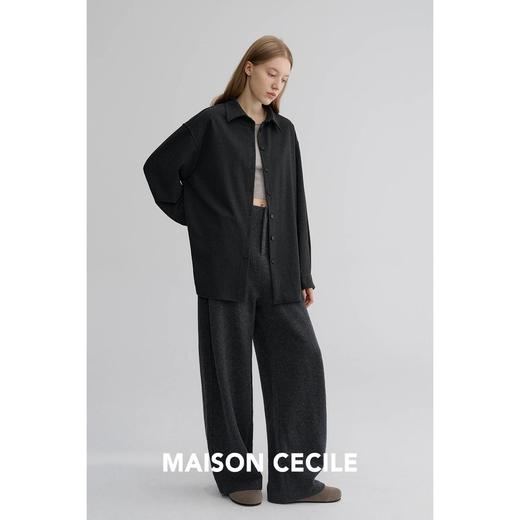 MAISON CECILE 秋冬极简静奢精纺羊毛加厚松弛感随性气质翻领衬衫 商品图3