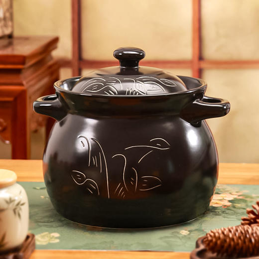 【陌上花开焖煲】陶煲王雕花耐热陶瓷煲炖锅家用明火健康汤煲瓦罐保温砂锅土沙锅 商品图0