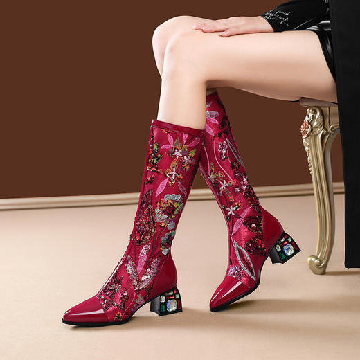 【预售5天】民族风马丁靴图腾中筒XC2005-18 商品图1