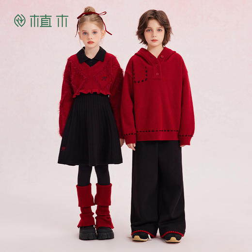 【年服】植木男童手工穿线设计连帽毛衣55M053040 商品图3