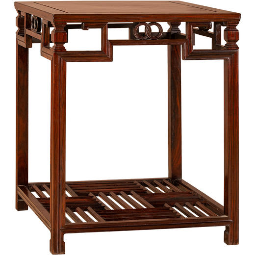 二十世纪	红木镶瘿木带脚踏文房桌 商品图5