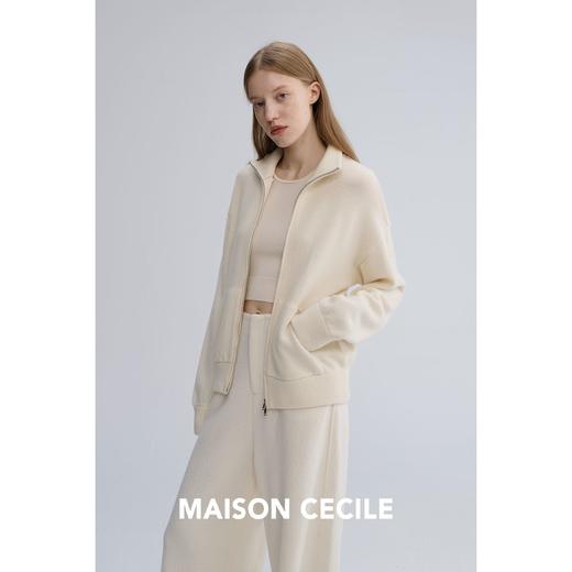 MAISON CECILE 两色|羊毛厚织极简立领通勤保暖百搭拉链针织外套 商品图1