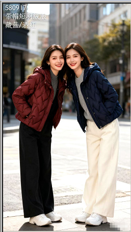 580917带帽短羽绒服