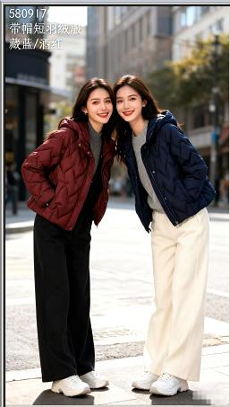 580917带帽短羽绒服 商品图0