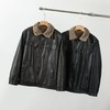 美式痞帅柔软水洗PU皮冬男复古休闲加绒保暖机车皮衣加厚夹克外套 商品缩略图0