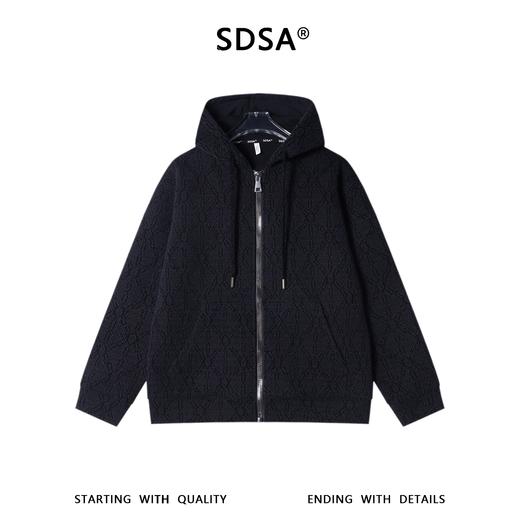 SDSA男士秋冬新款痞帅男装休闲百搭菱形格提花设计拉链连帽卫衣潮 商品图0