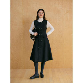 HeyDress无袖收腰毛呢连衣裙