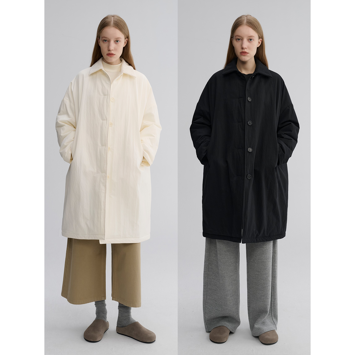 MAISON CECILE 两色|冬日极简夹棉风衣感厚实保暖松弛百搭棉服外套