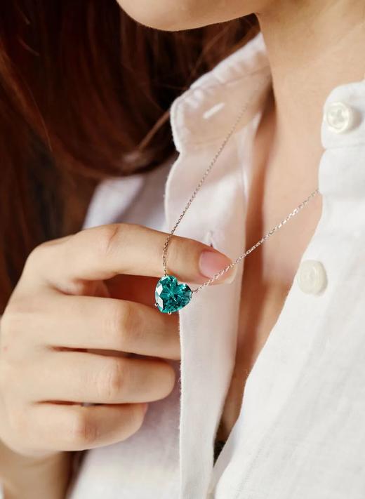 伽罗JALO N4款 培育帕拉伊巴色宝石铂金吊坠项链 商品图1