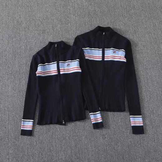 D120858冬季新款女子修身拼色拉链开衫外套编织衫毛衣 商品图0