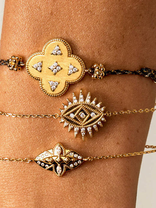 订购8周到｜MYA-BAY-LUCKY-四叶草 黑色 锆石 幸运 手链［比利时设计师］ 商品图2