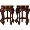 二十世纪	红木镶云石螭龙纹三弯腿五足圆凳（一对） 商品缩略图5