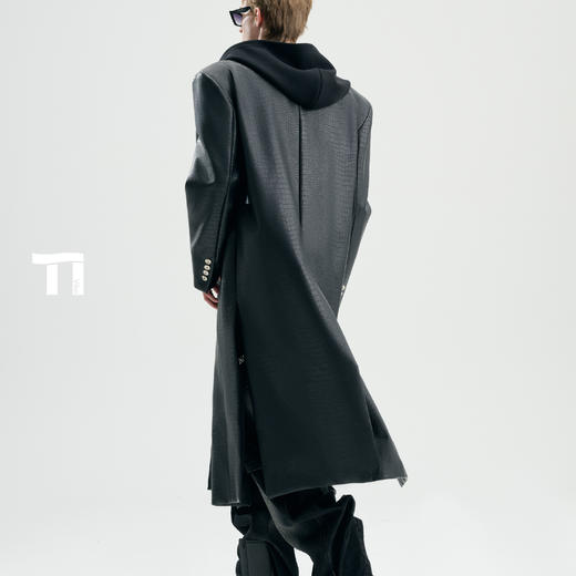 【私人定制-联系小启/小录】启世录TIWILLTANG“夜桁寂酩”权力轮廓冷铸黯曜屿辰型智轻奢大衣 商品图3