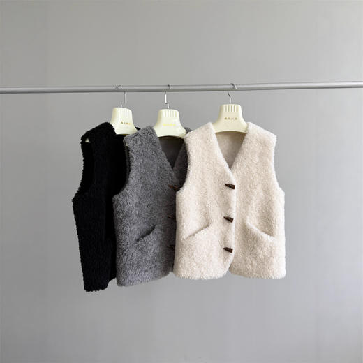 丁摩 纯羊毛秋冬马甲羊羔毛复合皮毛一体马甲B225 商品图2