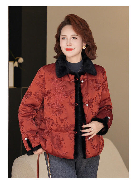【新中式妈妈水貂毛棉服外套J254M793】给妈妈、婆婆挑新年外套温暖礼物！上身超有气质🔥✨  ⚠️随时涨价!✋家里长辈的衣服一定要提早买‼️  -GZFT 商品图5