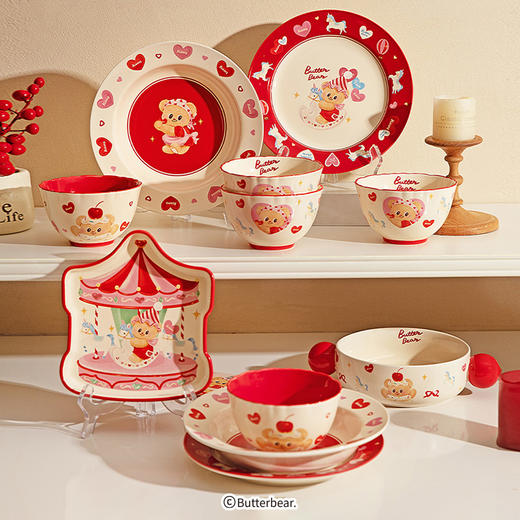 摩登主妇&黄油小熊】釉下彩餐具家用2025新款高颜值碗可爱盘子 商品图4