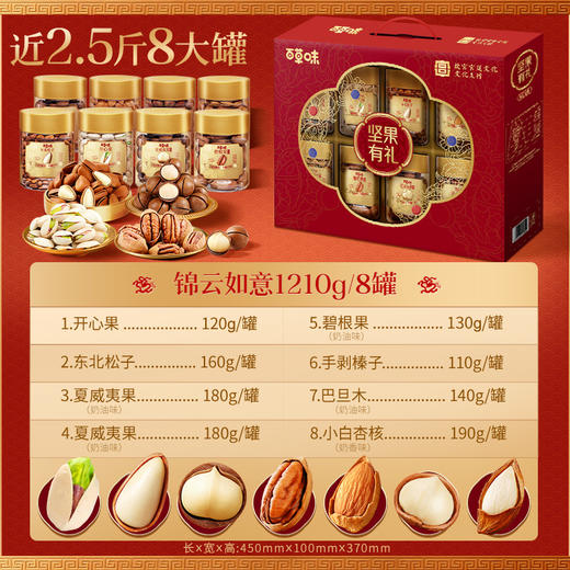 【百草味】罐装坚果零食礼盒C2-1210g（坚果有礼-椭开窗）锦云如意zb 商品图2