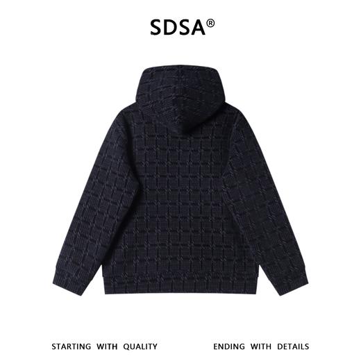 SDSA男士秋冬新款痞帅男装韩版提花格子拉链连帽卫衣时尚百搭上衣 商品图4