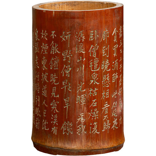 清	竹雕诗文笔筒 商品图5