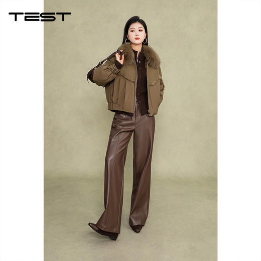 冬上新轻奢棕狐狸毛领皮草拼接鹅绒服2254165 商品图1