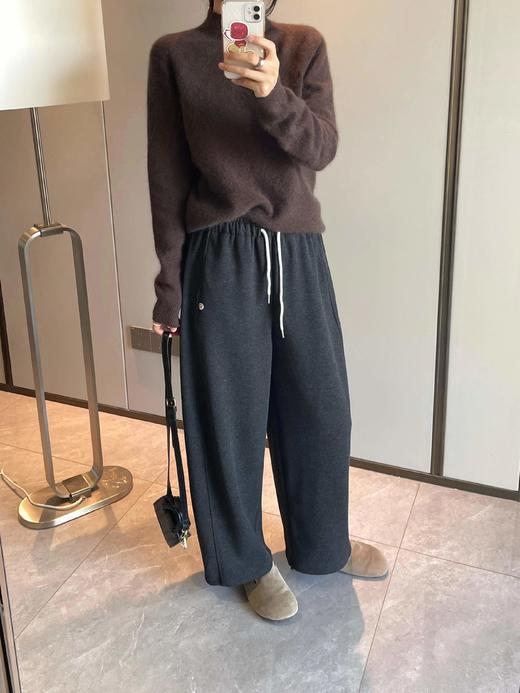D120833慵懒舒适休闲风加绒九分羊绒气球裤女士阔腿裤 商品图3