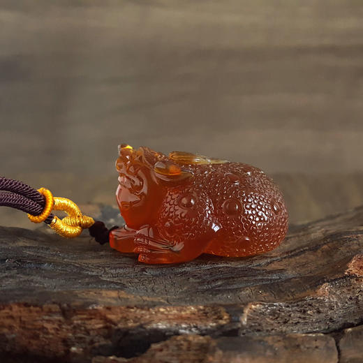 【天然正品】天然无杂裂瑞兽（招财纳福）墨西哥蓝珀吊坠项链37.1*25.5*33.5MM（皆取最大值）中性251125NJS24 特价 商品图7