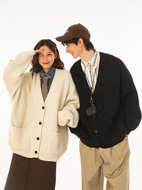 【YW】无忧购“礼物季”“圣诞清仓福利”秋冬质感粗针肌理开衫毛衣男女K4089（截单后3-5天发货）