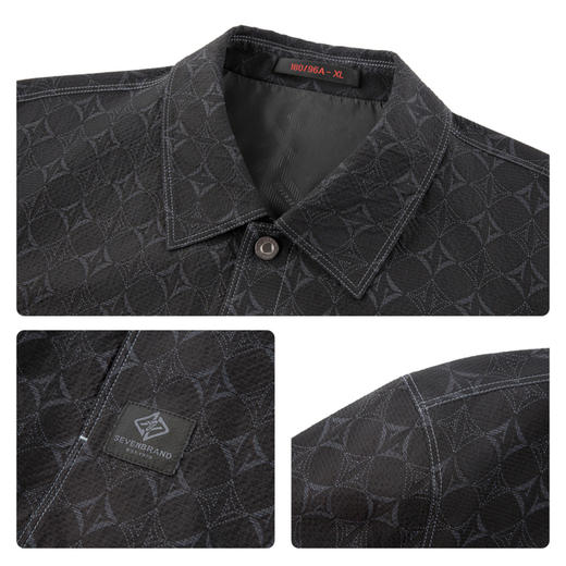 【泡泡纱肌理】柒牌翻领印花工装25春季新品四合扣中青年休闲夹克130K70070 商品图3