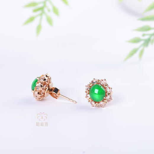 【星芒】满绿翡翠耳钉     EZ12506018 商品图6