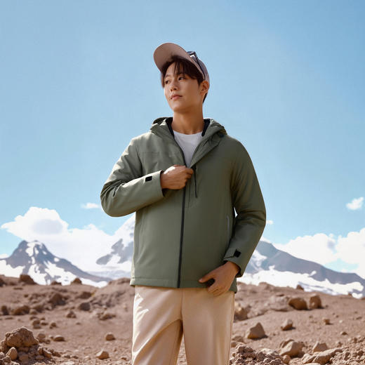 【90白鸭绒】罗蒙羽绒服男士连帽款纯色时尚休闲户外风格保暖防风羽绒外套 商品图1