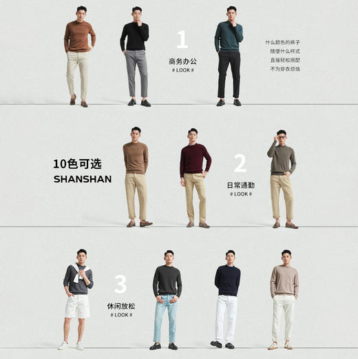 WW T7J1063男款羊毛衫圆领保暖打底针织衫毛衣 商品图3