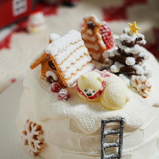 雪国节日物语 | 雪景木屋巧克力蛋糕卡通儿童| 香草碧根果香蕉夹心生日蛋糕 商品图2