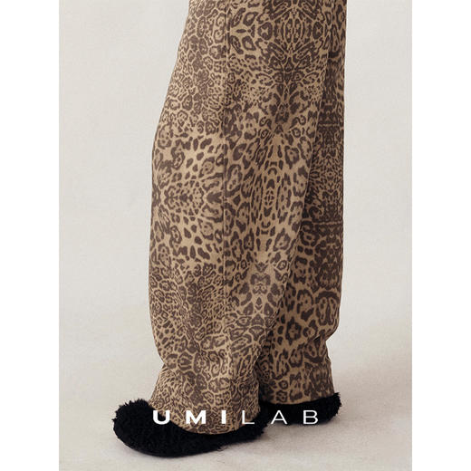 UMILAB｜狂野*藏肉神裤加厚100%棉VTG豹纹松紧腰茧型休闲裤P1296W 商品图3