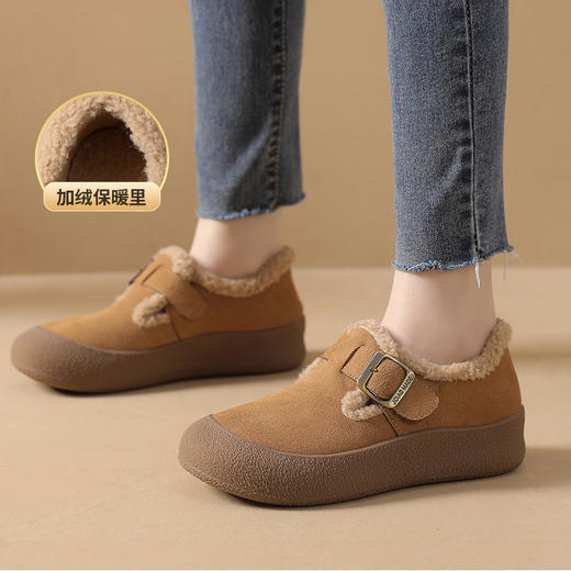 丁摩 博肯鞋女秋冬季新款加绒保暖毛毛棉鞋平底乐福鞋女鞋冬天鞋5ZF-91597 商品图1
