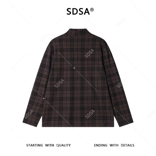 T5073SDSA男士秋冬新款痞帅男装潮牌复古撞色格纹格子立领长袖T恤百搭 商品图4