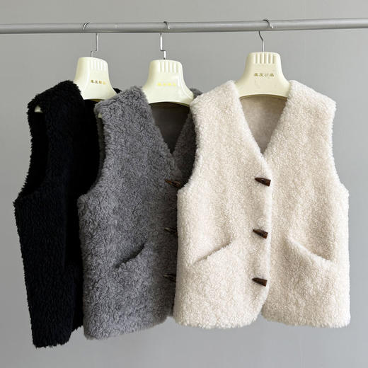 丁摩 纯羊毛秋冬马甲羊羔毛复合皮毛一体马甲B225 商品图0