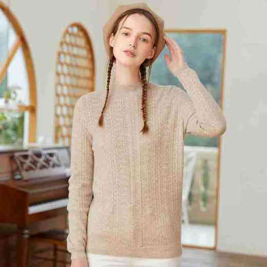 famecoco范可儿女士毛衣秋冬宽松羊毛打底针织上衣F195DB015 商品图5