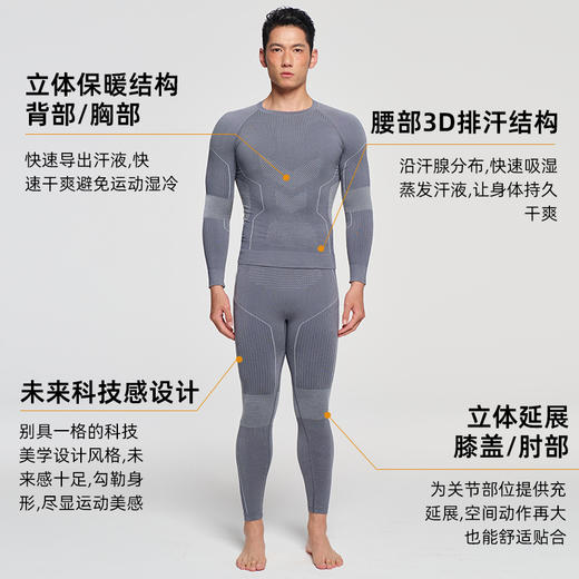 纳趣户外运动内衣套装男女羊毛速干保暖滑雪内衣裤排汗速干衣 商品图3