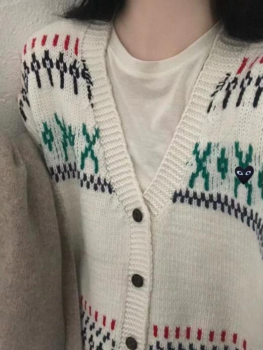 D120836秋冬文艺感学院风宽松V领针织开衫外套女款 商品图2