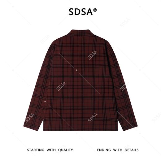 T5073SDSA男士秋冬新款痞帅男装潮牌复古撞色格纹格子立领长袖T恤百搭 商品图4