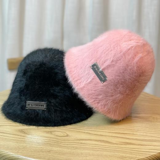 丁摩 兔毛渔夫帽子女秋冬季大头围毛绒显脸小白色盆帽女5ZF-424 商品图2