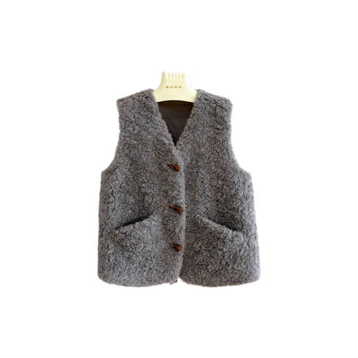 丁摩 纯羊毛秋冬马甲羊羔毛复合皮毛一体马甲B225 商品图4